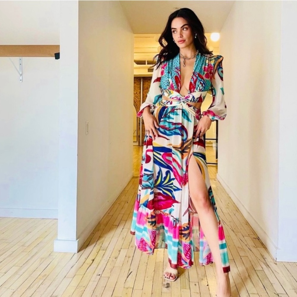 PatBo Flora Plunge Cut-Out Maxi Dress • Size Large • NEW - Picture 15 of 15